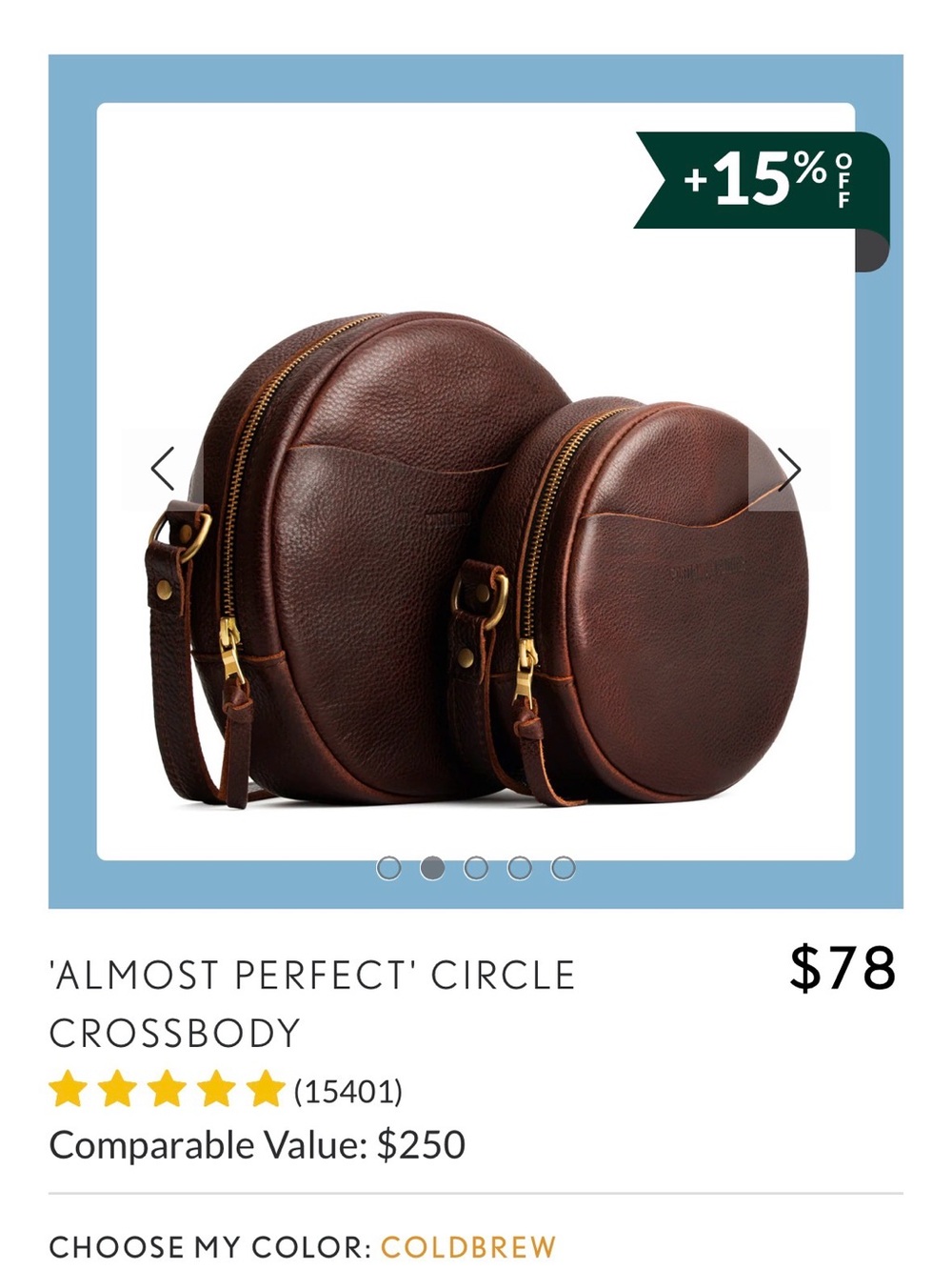 Portland Leather Circle Crossbody - Cold Brew Brown
